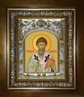 Икона Спиридон Тримифунтский святитель, в киоте 20х24 см 26668