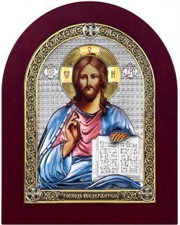 Икона Спаситель, дерево, посеребрение 925 26721