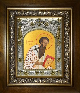Икона Василий Великий святитель, в киоте 20х24 см 26722