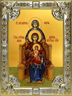 Икона Богородица со сродницами, праведными Анной и Марией, 18х24 см, со стразами 26770