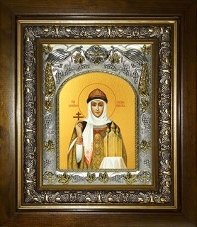 Икона Ольга равноапостольная великая княгиня, 14х18 см, в деревянном киоте 20х24 см 26803