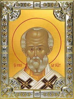 Икона Николай чудотворец, архиепископ Мир Ликийских, святитель, 18х24 см, со стразами 26850