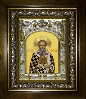 Икона Кирилл Катанский, в киоте 20х24 см 26891