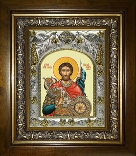 Икона Александр Невский, благоверный князь, в киоте 20х24 см 26914