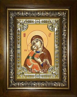 Икона Владимирская икона Божией Матери, в киоте 24х30 см 26952