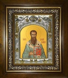 Икона Василий Великий святитель, в киоте 20х24 см 27020