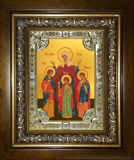 Икона Вера, Надежда, Любовь и их матерь София мученицы, в киоте 24х30 см 27028