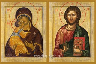 Икона Венчальная пара Господь Вседержитель и Владимирская Божия Матерь 27064