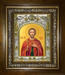 Икона Виктор Коринфский мученик, в киоте 20х24 см 27117