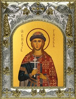 Икона Глеб благоверный князь-страстотерпец, 14х18 см 27193