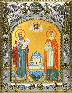 Икона Петр и Феврония святые благоверные князья, 14х18 см 27210