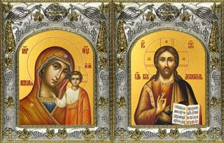 Икона Венчальная пара - Господь Вседержитель и Казанская Божия Матерь 27265