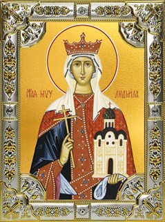 Икона Людмила мученица, княгиня Чешская, 18х24 см, со стразами 27318