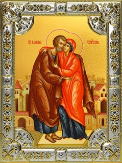 Икона Иоаким и Анна праведные богоотцы, 18х24 см, со стразами 27359