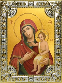 Икона Воспитание, икона Божией Матери, 18х24 см, со стразами 27497