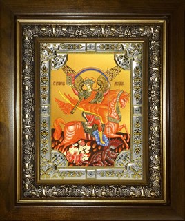 Икона Михаил архангел, в киоте 24х30 см 27520