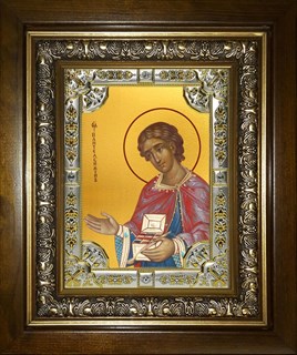 Икона Пантелеймон великомученик и целитель, в киоте 24х30 см 27576