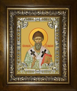 Икона Спиридон Тримифунтский святитель, в киоте 24х30 см 27590