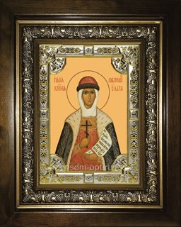 Икона Ольга равноапостольная великая княгиня, в киоте 24х30 см 27596