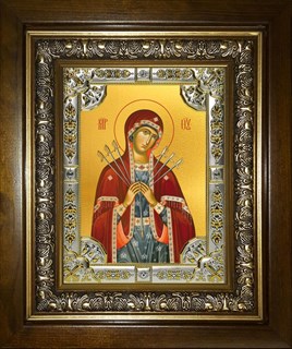 Икона Умягчение злых сердец, икона Божией Матери, в киоте 24х30 см 27597