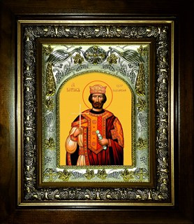 Икона Борис Царь Болгарский, в киоте 20х24 см 27610