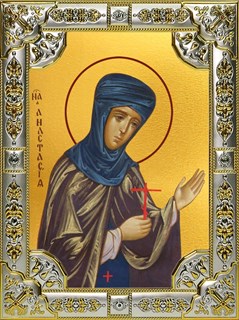 Икона Анастасия Узорешительница, 18х24 см, со стразами 27626