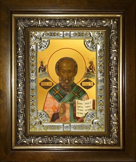 Икона Николай чудотворец, архиепископ Мир Ликийских, святитель, в киоте 24х30 см 27630