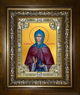 Икона Аполлинария Святая преподобная,в киоте 24х30 см 27643