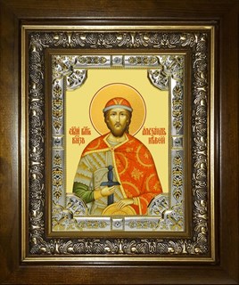 Икона Александр Невский, благоверный князь, в киоте 24х30 см 27644