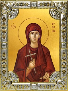 Икона Евдокия Илиопольская преподобномученица, 18х24 см, со стразами 27679