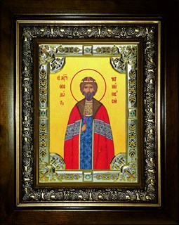 Икона Феодор (Фёдор) Черниговский, в киоте 24х30 см со стразами 27703
