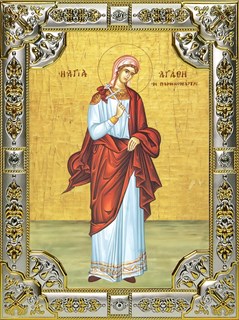 Икона Агафия Панормская Святая мученица, 18х24 см со стразами 27705
