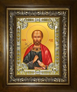 Икона Александр Пергийский, в киоте 24х30 см 27721