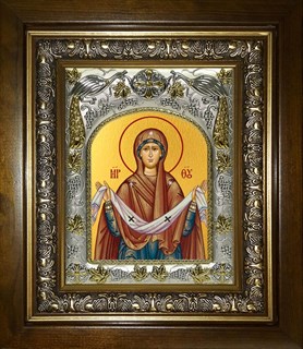 Икона Покров, икона Божией Матери, в киоте 20х24 см 27761