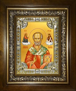 Икона Николай чудотворец, архиепископ Мир Ликийских, святитель, в киоте 24х30 см 27780