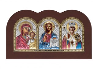 Икона Триптих, дерево, посеребрение 925, 27798