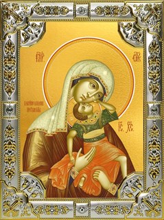 Икона Взыграние младенца, икона Божией Матери, 18х24 см, со стразами 27806
