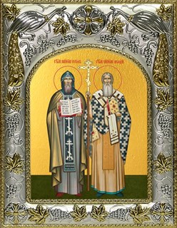 Икона Кирилл и Мефодий равноапостольные, 14х18 см 27808