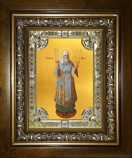 Икона Петр Митрополит Московский, святитель, в киоте 24х30 см 27896