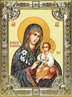 Икона Неувядаемый цвет, икона Божией Матери, 18х24 см, со стразами 27976