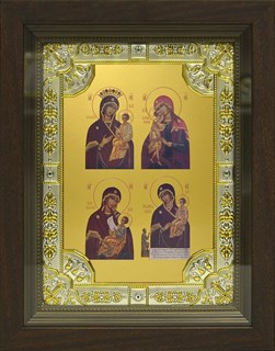 Икона Четырехчастная икона Божией Матери, в киоте 24х30 см 28081