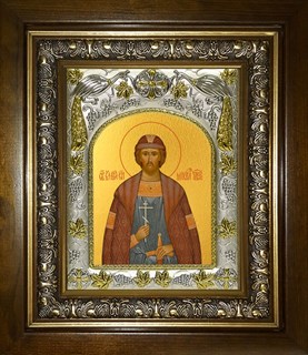 Икона Михаил Ярославич Тверской, благоверный князь, в киоте 20х24 см 28116