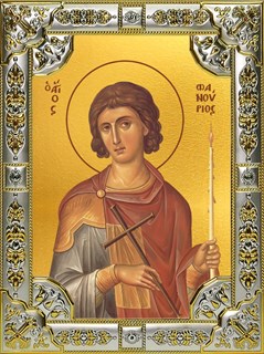 Икона Фанурий Родосский великомученик, 18х24 см, со стразами 28187