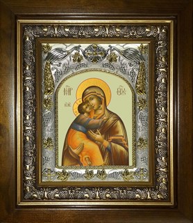 Икона Владимирская икона Божией Матери, в киоте 20х24 см 28232