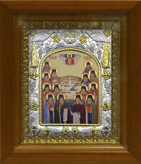 Икона Оптинские старцы, киоте 20х24 см 28235