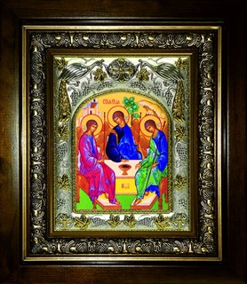 Икона Святая Троица, в киоте 20х24 см 28239