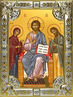 Икона Деисус, Спас на Престоле, 18х24 см, со стразами 28243