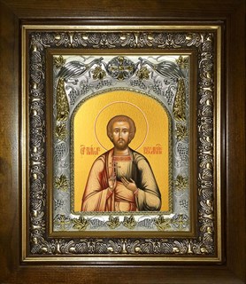 Икона Святой мученик Павел Кесарийский, в киоте 20х24 см 28258