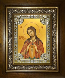 Икона В родах Помощница, икона Божией Матери, в киоте 24х30 см 28281