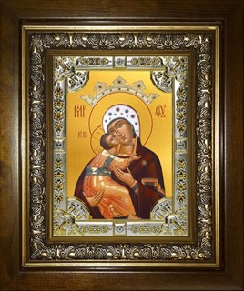Икона Владимирская икона Божией Матери, в киоте 24х30 см 28300